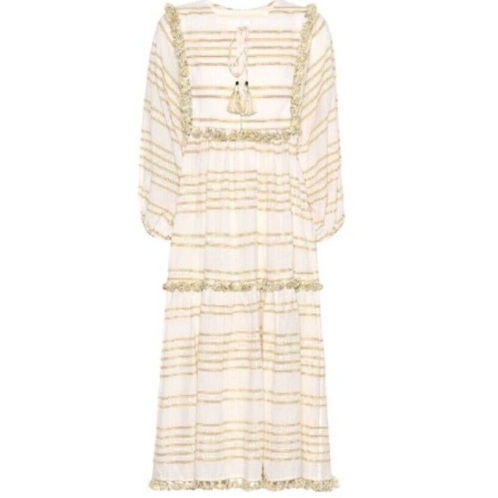 Zimmermann Cream Dress with Gold Stripe Detail